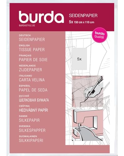 Papier de soie de Burda Style | Semi-transparent pour traçage | 5 grandes feuilles 110 x 150 cm - rose, taille unique | Pour reporter les patrons | Résistant