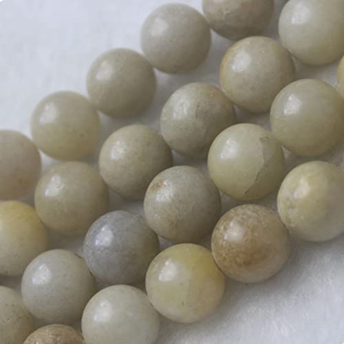 Cuentas redondas semipreciosas sueltas de jade amarillo auténtico de 12 mm para hacer joyas, 38 cm