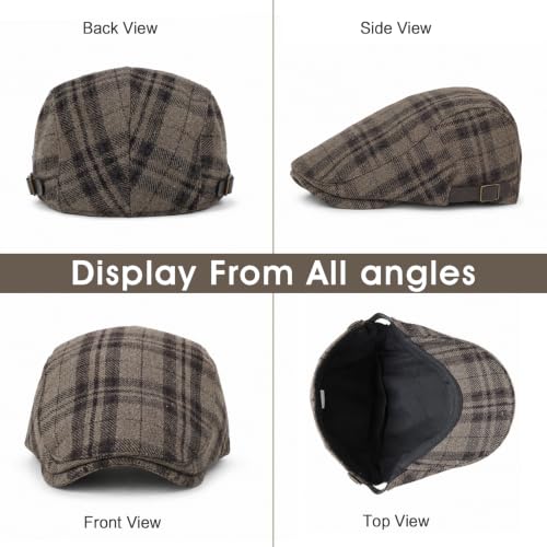 Image of 3Pcs Men's Newsboy Caps Cotton Cooling Hat Adjustable Flat Cap for Men