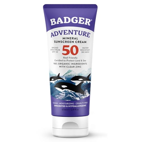 Badger Reef Safe Mineral Sunscreen, SPF 50, 98%...