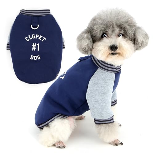 ZUNEA 犬 服 秋冬 スウェットシャツ 小型犬 おしゃれ ジャケット コート Dリング付き 暖かい 防寒 チワワ服 あたたかい ペットドッグウェア 洋服 薄手のフリース裏地 超小型犬 子犬 猫 ペット服 お散歩 お出かけ ブルー XL