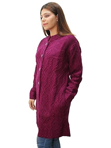 Image of HAUTEMODA Women's Wool Banded Collar Cardigan
