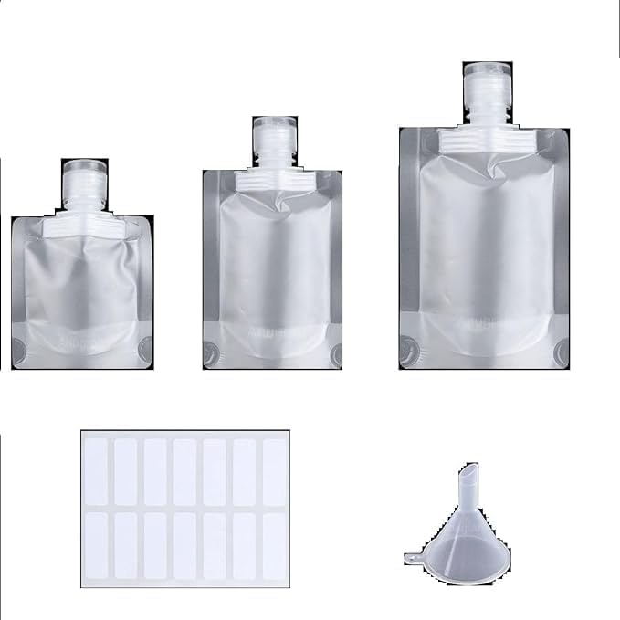 PREXI Travel Squeeze Pouch Set, Travel Fluid Makeup Packing Bag Empty Portable Stand Up Refillable Squeeze Pouches Spout Bags Cosmetic Lotion Shampoo Face Cream Hand Soap 30ml/ 50ml/ 100ml-image-35