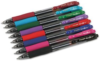 Pilot Products - Pilot - G2 Roller Ball Retractable Gel Pen, Assorted Ink, Fine, 8 per Pack - Sold As 1 Set - Gel ink formula. - Soft cushion grip. - Check safe and smear-proof.