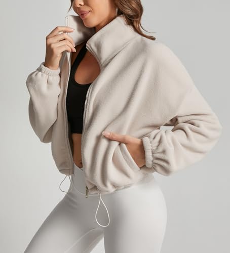 Fleece Winter Hiking Jacket for Women Cozy Fleece with Secure Side Pockets with 3F Zipper Long Sleeve2