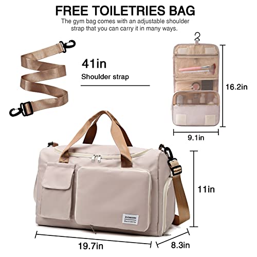 Image of Small Gym Bag for Women, Travel Duffle Bag Carry On Weekender Bag with Shoe Compartment