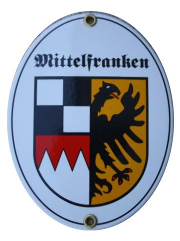 Mittelfranken Emaille Schild 11,5 x 15 cm Emailschild Oval.