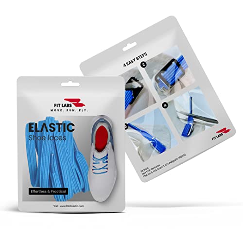 Image of No Tie Shoelaces for Kids and Adult - Elastic Flat Shoelaces for Sneakers, Boots, Board Shoes, Casual Shoes - One Size Fits All - Pack of 1 Pair (Blue)