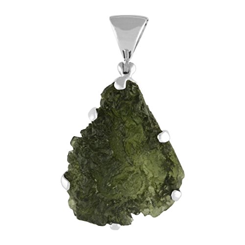 Genuine Moldavite Sterling Silver Pendant