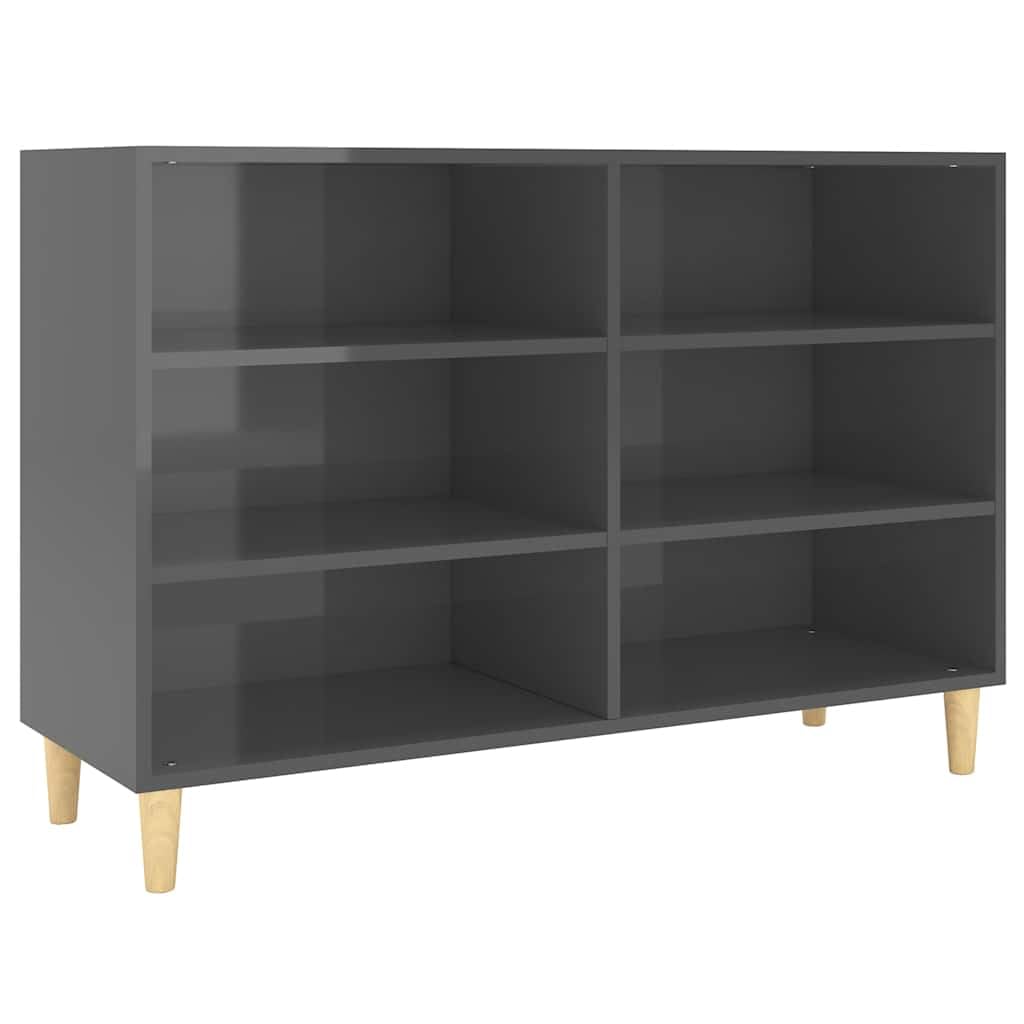 vidaXL Aparador Entrada Acento Pasillo Vestíbulo Recibidor Auxiliar Decoración Hogar Escritorio Mueble de Contrachapada Gris Brillante 103,5x35x70 cm