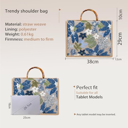 Bolso Tote Bohemio de Mujer en Lino con Bordado de Lentejuelas miniatura 4