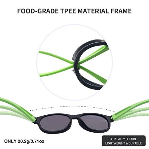 Kids Polarized Sunglasses Sport TPEE Unbreakable Frame with Adjustable Strap for Boys Girls Age 5-133