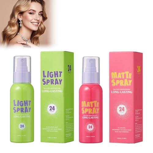 Makeup Fixier Spray Duo, 100 ml mate y 100 ml Glow, 24 h de larga duración, acabado transparente para un maquillaje perfecto