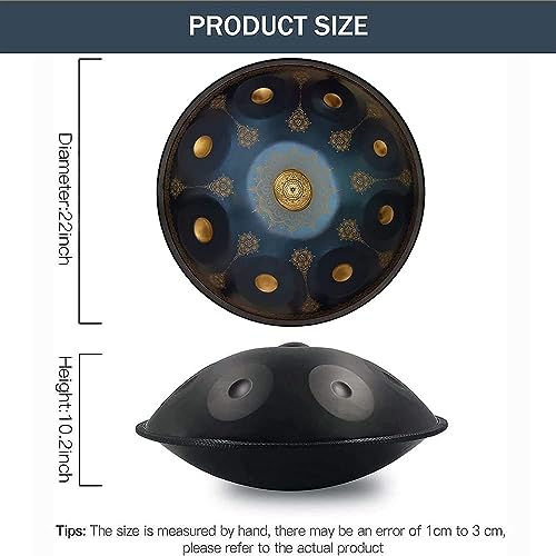 Handpan Drum, Hand Pan en Re menor, 440 Hz D Minor Steel Hand Drum Profesional con bolsa, mazo y soporte miniatura 6