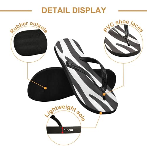 Zebra Black White Stripes Flip Flop Beach Summer Casual Sandal for Women & Men Shower Shoes 208618492