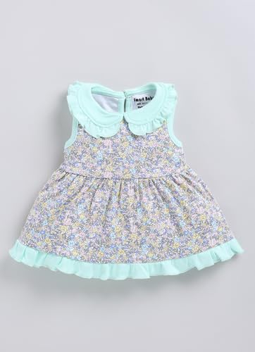 Image of Smart Baby Cotton Sleeveless Frock Set for Baby Girls | Dress with Bloomer & Headband | Soft & Comfortable Green