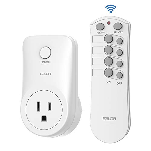 BALDR Remote Control Outlet, Wireless Remote Light Switch, Electrical Outlet Switch On Off for Household Appliances, White (1-Pack)