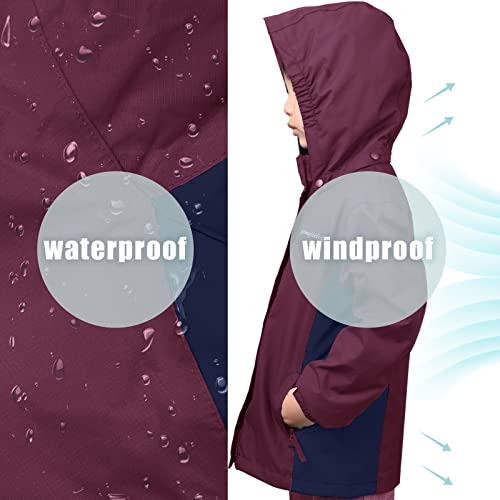 YINGJIELIDE Boys Girls Rain Jacket,Kids Lightweight Waterproof Hooded Raincoats Windbreakers,Outdoor Hiking Coat - Image 5