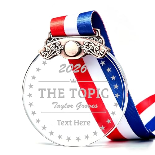 Skartam Custom Medals for Awards Personalized Crystal Text Name Metal