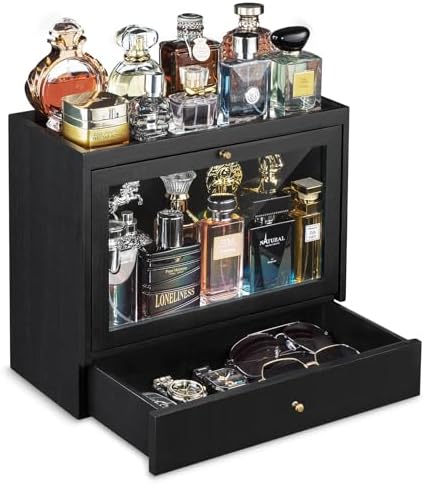Emfogo Cologne Organizer for Men, Solid Wood Perfumes Organizer f...