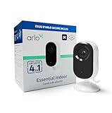 Arlo Essential 2 Indoor 2K, Caméra de Surveillance WiFi Intérieure pour Animaux de Compagnie, Vision Nocturne, Audio bidirectionnel, avec obturateur d'objetif, Essai Secure Inclus, 1 Caméra Blanc