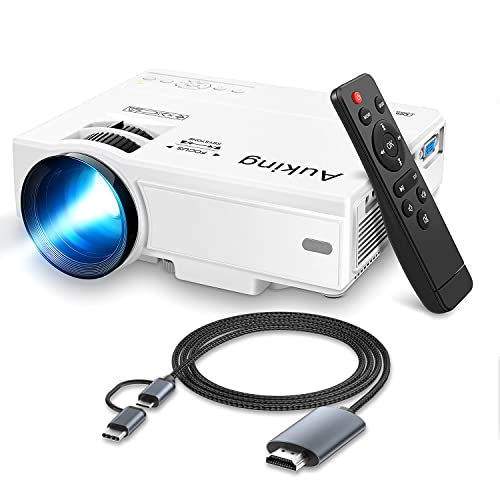 Auking Mini Projector With Micro Usb/Type C To Hdmi Cable, Home Theater Video Projector For Android Devices #TOP14