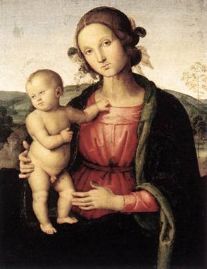 Peinture à l'huile d'art Madonna and Child, toile de qualité Perugino