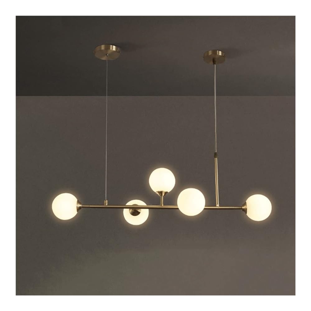 Lustre satellite haut de gamme en laiton brossé avec suspension fixe 5 lumières G9