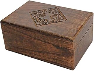 Indus Lifespace Wooden Jewellery Trinket Box Keepsake Storage Organiser with Hand Carved Celtic Design