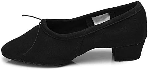 DKZSYIM Women's Black Canvas Latin Dance Shoes Close Toe Ballroom Performance Pratice Dancing Shoes,CT,US 9