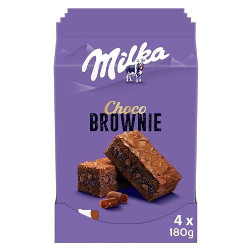 MILKA - 4 Paquets de 6 Sachets Choco Brownie - Gâteau Moelleux Chocolat au Lait Milka et Pépites de Chocolat - Lot Gâteaux Individuels - Format Familial Pratique - Goûter des Enfants - Lot de 4x180g
