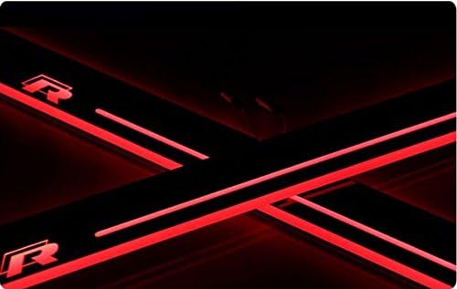LQYAUTO 2pcs Car Styling Welcome Pedal LED Flash Door Sills Moving Scuff Plate Light Panel Front Door For VW Scirocco R 2009-2015 Red Color Light