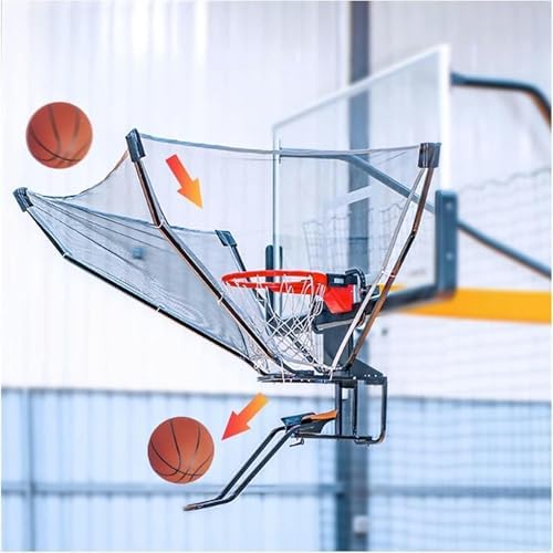 Basketball Return Net with Rotating Chute Aluminum Alloy Rebounder for Enhanced Training Perfect for Court Backyard and Outdoor Use