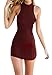 Bigyonger Women's Summer Halter Sleeveless Backless Sexy Mini Bandage Dress, Small, Wine Red