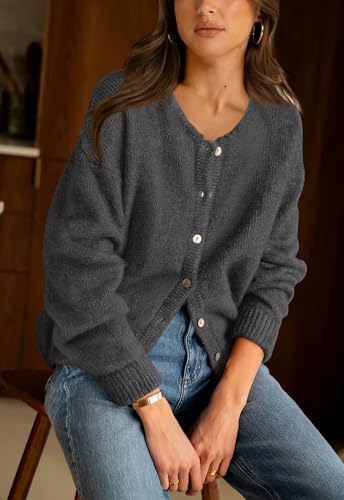 Image of PRETTYGARDEN Long Sleeve Crewneck Button Down Womens Sweaters Fall Open Front Chunky Cardigan Sweaters for Women 2026