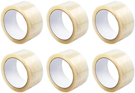 6 x Strong Clear Packaging Tape, Heavy Duty & Low Noise Selotape, with Extra Strong Sticky Adhesive, Suitable for Any Size Boxes/Cartons, 48mm x 66 Metres Per Roll