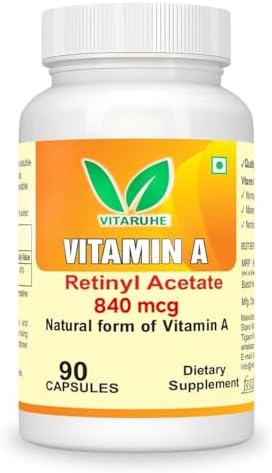 VitaRuhe Vitamin A 840 mcg - High Potency Retinyl Acetate, Natural & Non-GMO, 90 Capsules