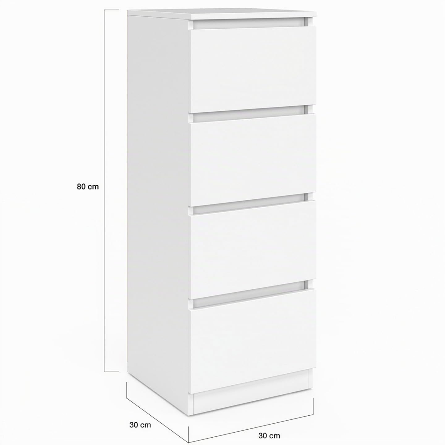 IDMarket - Beistellmöbel mit 4 Schubladen TOMI 30 cm Chiffonier Holz weiß für Badezimmer Eingang