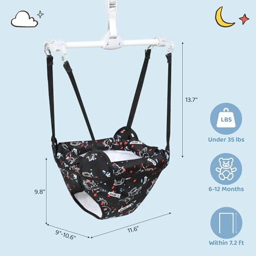 Cowiewie Door Jumper for Baby with Adjustable Seat and Strap, Fun Activity for 6-12 Months Baby Infant, Quiet Bear - Thumbnail 7