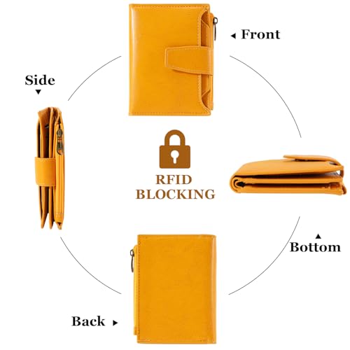 Image of Airkit Small Wallet Women RFID Blocking Soft Leather Bifold Compact Card Holder Wallet for Women with Zipper Coin Pocket 4 ID Window