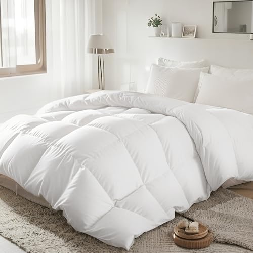 Beautyrest Edredón de Fibra de Ganso Blanco, tamaño Queen, 100% algodón, Extra cálido, ultrasuave, Relleno de edredón de Lujo para Clima frío, colección de Hotel, Ropa de Cama hipoalergénica, 90 x 90
