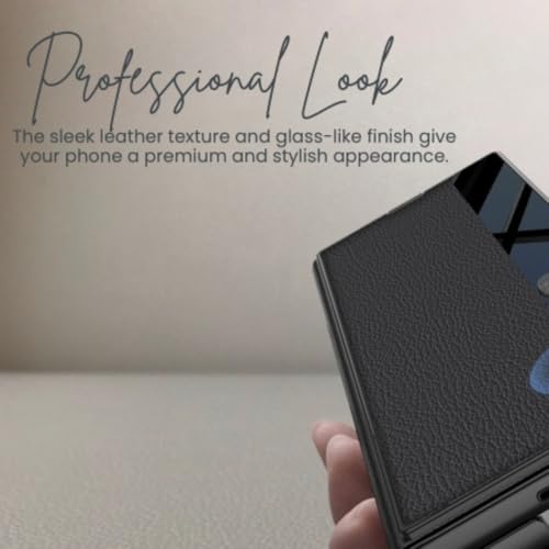 Image of TechTrendz Case for Samsung Galaxy Z Fold 7 Stand Case with Pen Slot, Luxury Flip Electroplated Shockproof Glass Hybrid Leather Flip Cover for Z Fold 7 Back Cover [Pen Not Included] (Titanium G)