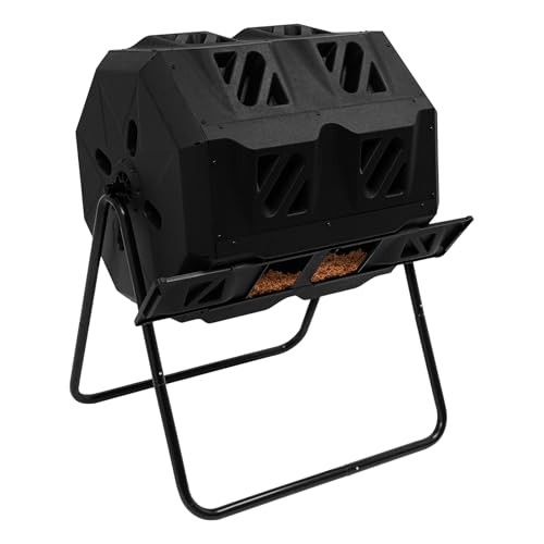 Susoso Trommelkomposter, 160 L Schaukelkomposter mit Belüftungstüren und Doppelter Handschuh Komposter Taumelnde Konstruktion für die Kompostierung in...