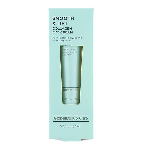 Global Beauty Care Smooth & Lift Crema de ojos de colágeno con péptidos, ácido hialurónico y escualano 0.5 onzas líquidas