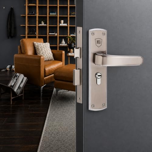 Image of 8 inch Mortise Door Lock for Home Main Door & Bedroom with Handleset | Heavy-Duty 65 mm Brass Cylinder | Left-Right Fit 30-50mm Door Home Office Hotel | 3 Brass Keys | Matt Finish | CY-1005