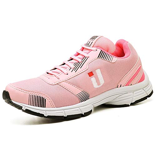 Tênis Fitness Feminino Cadarço Treino Caminhada Conforto Rosa 37