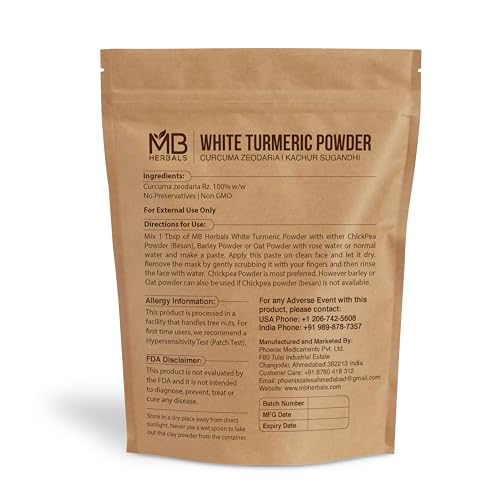 White Turmeric Powder 8 oz (½ lb / 227g) | Curcuma zedoaria – Kachur Sugandhi | for External Use Only in Face Packs & Skin Care | Gentle, Non-Staining, Naturally Fragrant Powder