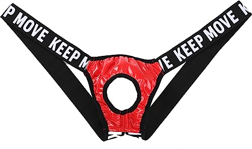 Lejafay Men's Athlelic Supporter Performance Jockstrap Underwear Sports Briefs Cut Out Y-Back Red Medium #TOP5
