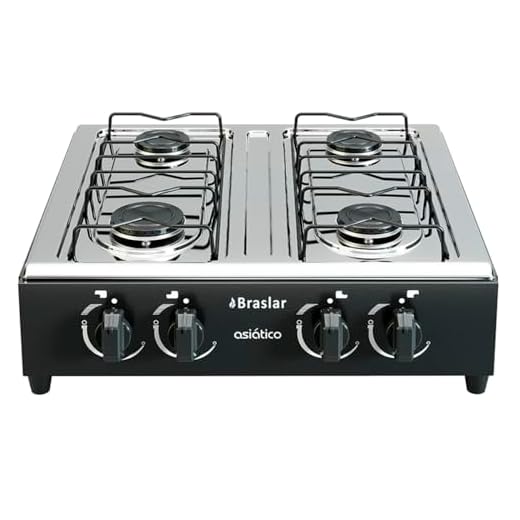 Fogão Portátil 4 Bocas Asiatico Junior Braslar Preto
