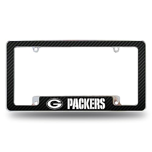Rico Industries NFL Green Bay Packers Black 12 x 6 Chrome All Over Automotive License Plate Frame for Car/Truck/SUV